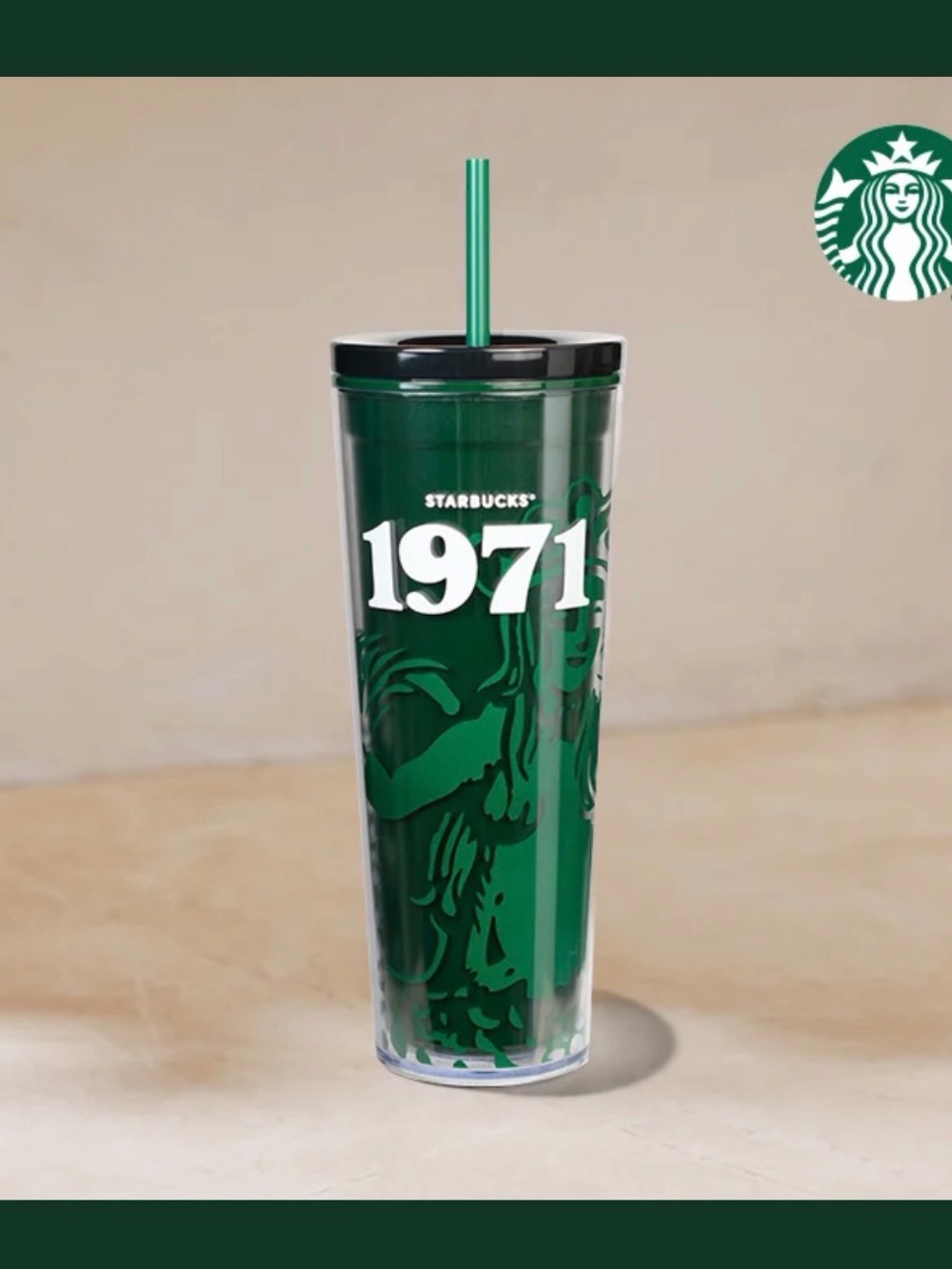 Starbucks Green 1971 Reusable Tumbler with Straw